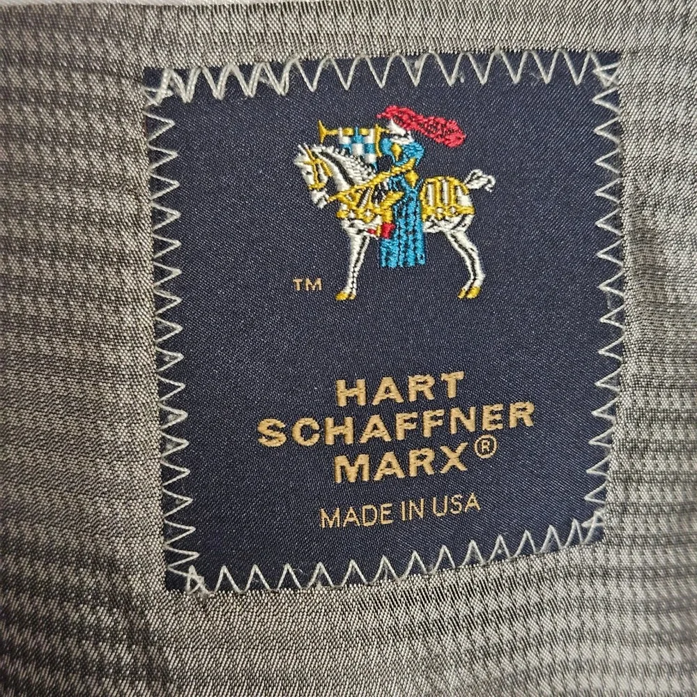 Hart Schaffner Marx Blazer Men 44R Navy Blue Gold Button Sport Coat Made in USA